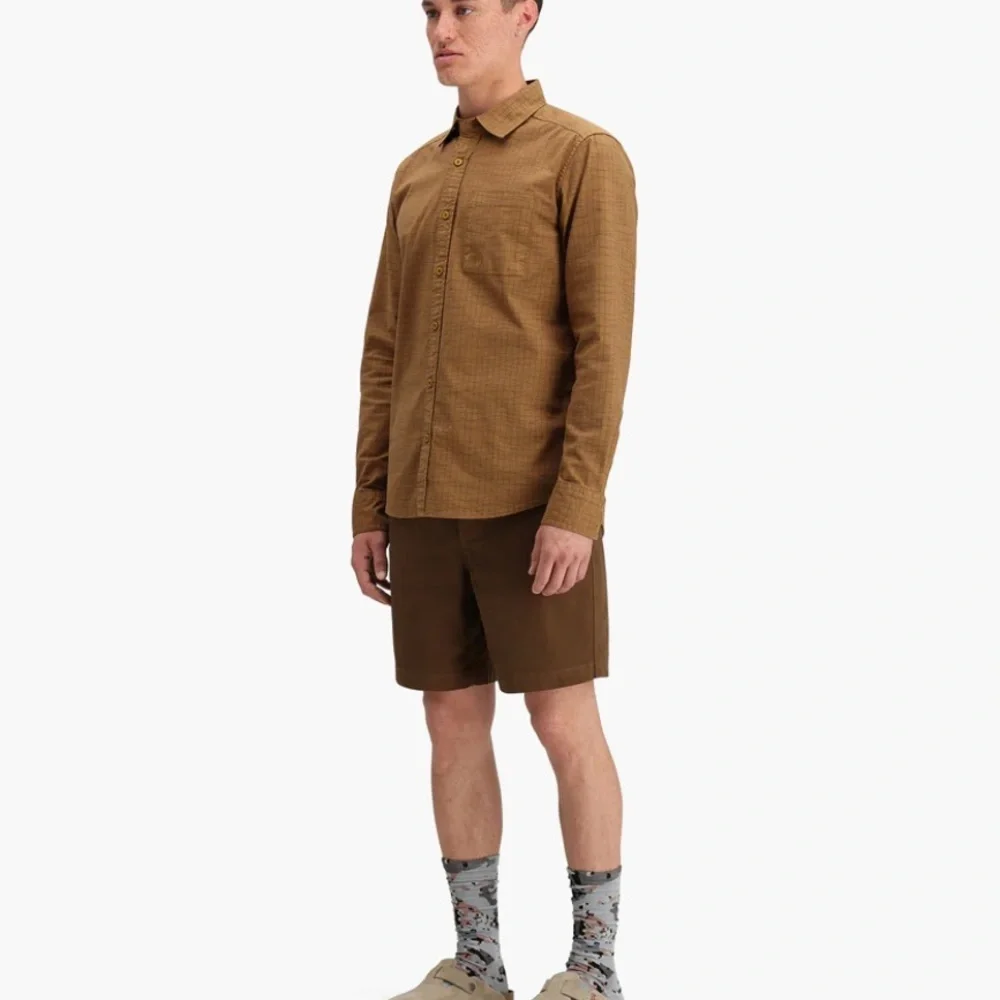 Topo Designs Brown Desert Palm Organic Button Up  XL